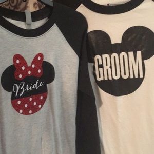 SET Bride & Groom Disney Mickey & Minnie Shirts